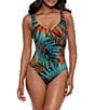 Color:Multi - Image 1 - Tamara Tigre It's A Wrap Palm Print Sweetheart Neck Underwire Shaping One Piece Swimsuit