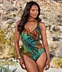 Color:Multi - Image 3 - Tamara Tigre It's A Wrap Palm Print Sweetheart Neck Underwire Shaping One Piece Swimsuit