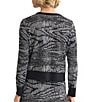 MISOOK Abstract Animal Print Coordinating Soft Knit Crew Neck Long Sleeve Button Top, Color:Black/White - Image 2