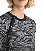 MISOOK Abstract Animal Print Coordinating Soft Knit Crew Neck Long Sleeve Button Top, Color:Black/White - Image 5