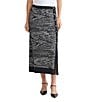 MISOOK Abstract Animal Print Coordinating Soft Knit Side Button Midi Skirt, Color:Black/White - Image 1