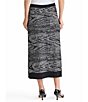 MISOOK Abstract Animal Print Coordinating Soft Knit Side Button Midi Skirt, Color:Black/White - Image 2