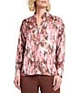 MISOOK Brushstroke Print Crepe De Shine Long Sleeve Button Front Blouse, Color:Honey Suckle/Multi - Image 1