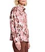 MISOOK Brushstroke Print Crepe De Shine Long Sleeve Button Front Blouse, Color:Honey Suckle/Multi - Image 3