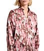 MISOOK Brushstroke Print Crepe De Shine Long Sleeve Button Front Blouse, Color:Honey Suckle/Multi - Image 4
