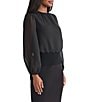 MISOOK Chiffon Round Neck Long Sheer Sleeve Top, Color:Black - Image 3