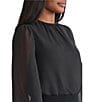MISOOK Chiffon Round Neck Long Sheer Sleeve Top, Color:Black - Image 4