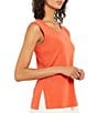 Color:Spice - Image 3 - Classic Knit Scoop Neck Sleeveless Side Slit Tank Top
