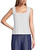 Color:White - Image 1 - Classic Ribbed Knit Square Neck Sleeveless Tank Top