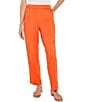 Color:Spice - Image 1 - Cotton Blend No-Roll Waist Straight Leg Pocketed Pull-On Ankle Pants