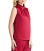 MISOOK Crepe De Chine Mock Neck Sleeveless Blouse, Color:Scarlet Red - Image 3