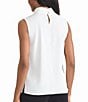 MISOOK Crepe De Chine Mock Neck Sleeveless Blouse, Color:White - Image 2