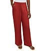 Color:Russet - Image 1 - Crepe de Chine Pleated Pocketed Coordinating Wide Leg Pants