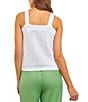 Color:White - Image 2 - Crochet Knit Square Neck Sleeveless Sweater Tank Top