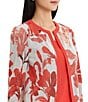 MISOOK Floral Jacqaurd Flat Knit Jewel Neck 3/4 Sleeve Jacket - Image 3