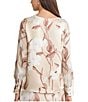 MISOOK Floral Printed Silk Coordinating Drape Neck Long Sleeve Blouse - Image 2