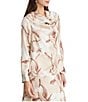 MISOOK Floral Printed Silk Coordinating Drape Neck Long Sleeve Blouse - Image 3