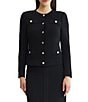MISOOK Heritage Monochromic Ottoman Knit Round Neck Long Sleeve Button-Front Coordinating Jacket - Image 1