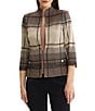MISOOK Heritage Ombre Grid Flat Knit Stand Collar 3/4 Sleeve Jacket - Image 1