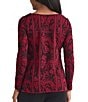 MISOOK Jacquard Pattern Soft Knit Boat Neck Long Sleeve Tunic, Color:Scarlet Red/Black - Image 2