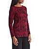 MISOOK Jacquard Pattern Soft Knit Boat Neck Long Sleeve Tunic, Color:Scarlet Red/Black - Image 3