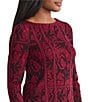 MISOOK Jacquard Pattern Soft Knit Boat Neck Long Sleeve Tunic, Color:Scarlet Red/Black - Image 5