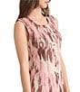 MISOOK Knit Jacquard Brushstroke Print Scoop Neck Sleeveless Button Front Fit And Flare Midi Dress, Color:Honey Suckle/Charmeuse/Multi - Image 4