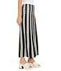 Color:Black/White - Image 3 - Knit Pointelle Wavy Stripe Print No-Roll Elastic Waist A-Line Pull-On Midi Skirt