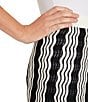 Color:Black/White - Image 4 - Knit Pointelle Wavy Stripe Print No-Roll Elastic Waist A-Line Pull-On Midi Skirt