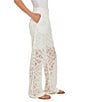 Color:White - Image 3 - Lace Woven High Rise Side Pocket Straight Leg Pant