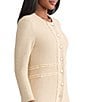 MISOOK Lurex Knit Round Neck Long Sleeve Ribbon Chain Trim Jacket, Color:Biscotti/Gold - Image 4