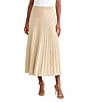 MISOOK Lurex Ribbed Knit Pleated A-Line Midi Dress, Color:Biscotti/Gold - Image 1
