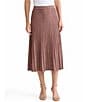 MISOOK Lurex Soft Metallic Ribbed Knit A-Line Midi Skirt, Color:Midnight Umber - Image 3