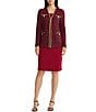 MISOOK Lurex Tweed Knit Gold Trim Open V-Neck Long Sleeve Jacket - Image 3