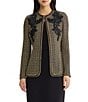 MISOOK Lurex Tweed Metallic Knit Lace Applique Long Sleeve Jacket - Image 1