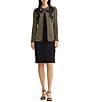 MISOOK Lurex Tweed Metallic Knit Lace Applique Long Sleeve Jacket - Image 3