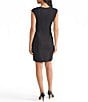 MISOOK Mixed Media Split V-Neck Cap Sleeve Sheath Dress, Color:Black - Image 2
