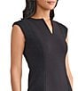 MISOOK Mixed Media Split V-Neck Cap Sleeve Sheath Dress, Color:Black - Image 4