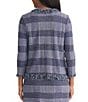 MISOOK Plaid Knit Crew Neck Bracelet Sleeve Fringe Trim Jacket, Color:Lazuli Blue Multi - Image 2