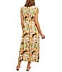 Color:Clover/Green/Multi - Image 2 - Pleated Watercolor Print Crew Neck Sleeveless Belted Maxi Dress