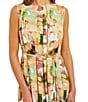 Color:Clover/Green/Multi - Image 4 - Pleated Watercolor Print Crew Neck Sleeveless Belted Maxi Dress