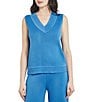 Color:Adriatic Blue - Image 1 - Ribbed Knit V-Neck Sleeveless Tank Top
