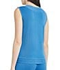 Color:Adriatic Blue - Image 2 - Ribbed Knit V-Neck Sleeveless Tank Top