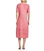 MISOOK Ribbed Soft Knit Scoop Neck Short Sleeve A-Line Midi Dress, Color:Honeysuckle - Image 2