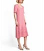 MISOOK Ribbed Soft Knit Scoop Neck Short Sleeve A-Line Midi Dress, Color:Honeysuckle - Image 3