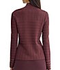 MISOOK Shadow Stripe Ribbed Knit Mock Neck Long Sleeve Metallic Stud Embellished Top - Image 2