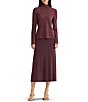 MISOOK Shadow Stripe Ribbed Knit Mock Neck Long Sleeve Metallic Stud Embellished Top - Image 3