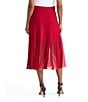 MISOOK Sheer Panel Soft Knit A-Line Midi Skirt, Color:Scarlet Red - Image 2