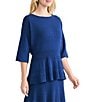 MISOOK Soft Ribbed Trim Boat Neck Dolman Sleeve Fit-And-Flare Top, Color:Lazuli Blue - Image 3