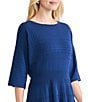 MISOOK Soft Ribbed Trim Boat Neck Dolman Sleeve Fit-And-Flare Top, Color:Lazuli Blue - Image 4